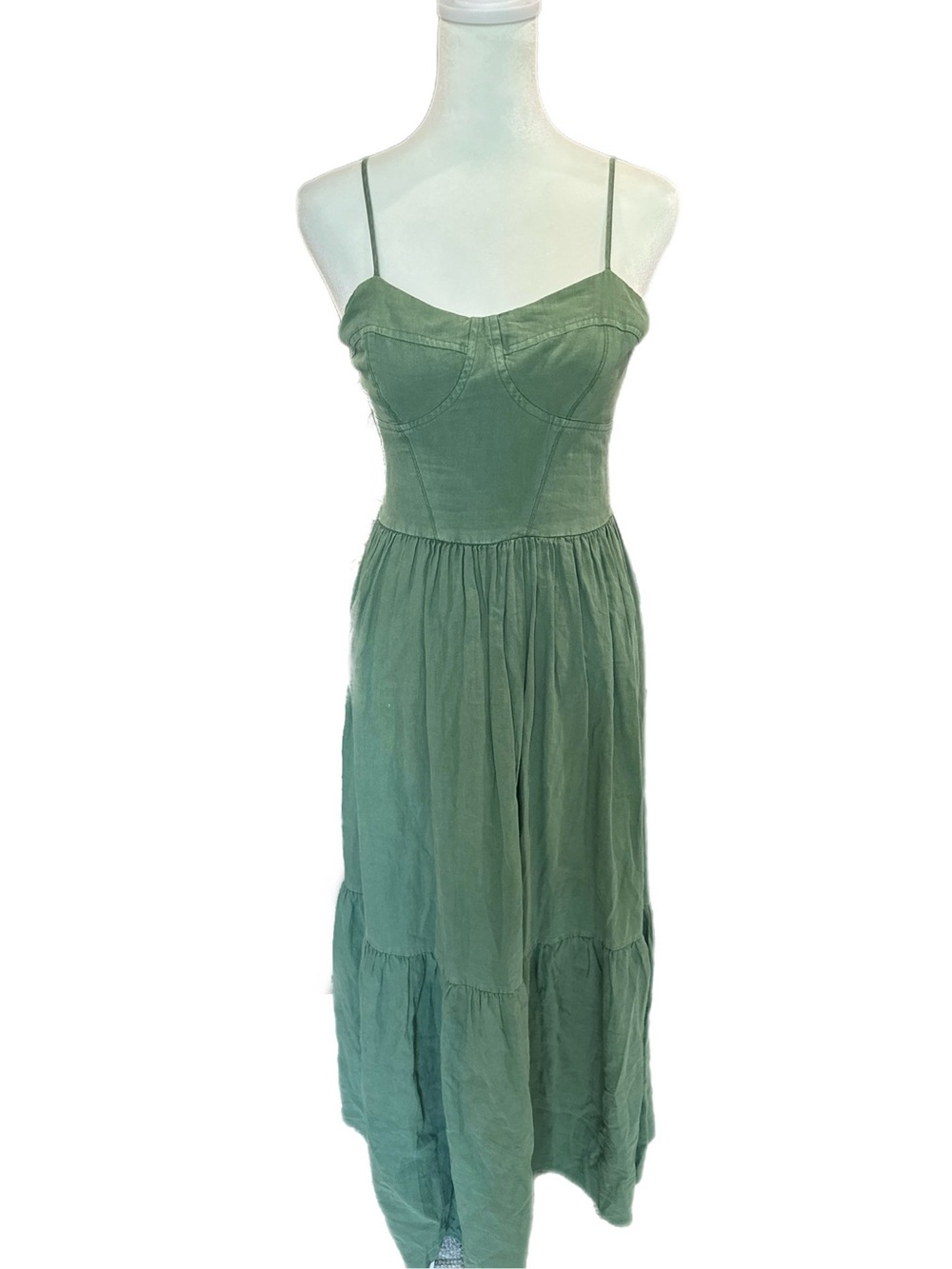 Young Fabulous & Broke Olive Green Maxi Dress with Bustier Bodice